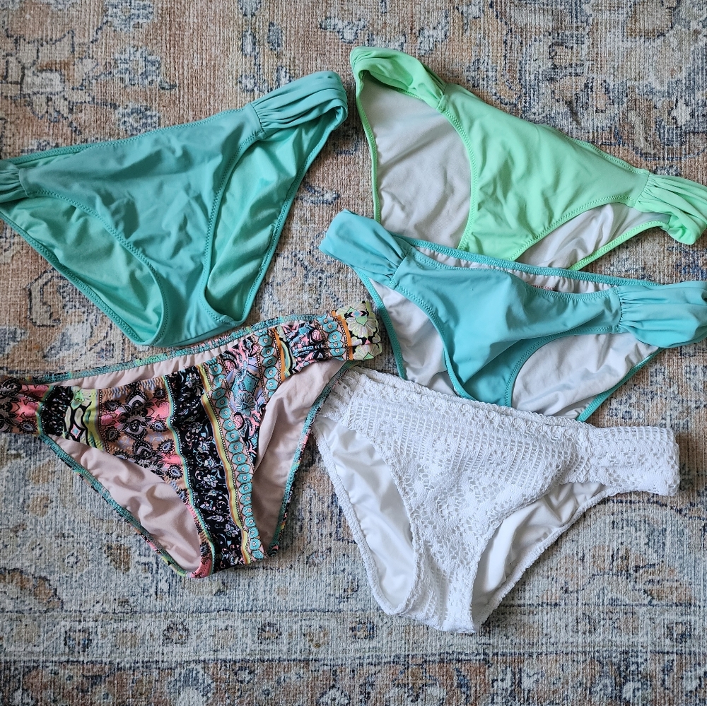 Victoria's Secret Bikinbittoms - Green, Blue, Blue Only. Size Medium